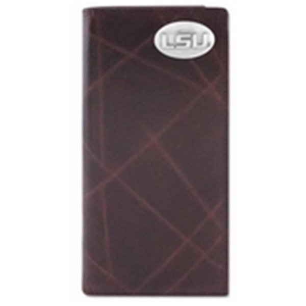 Zeppelinproducts ZeppelinProducts LSU-IWT4-WRNK-BRW LSU Secretary Wrinkle Leather Wallet LSU-IWT4-WRNK-BRW